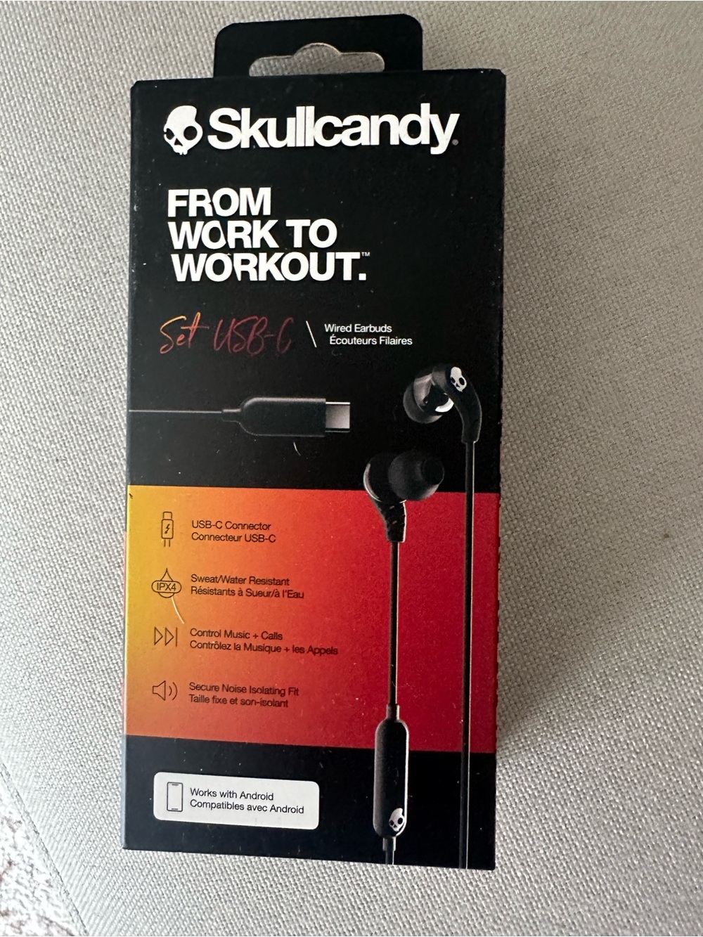 Skullcandy USB-C Wired Earbuds — Black with Red Accent